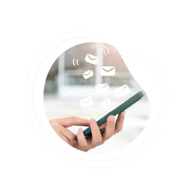 Business SMS solution with a smartphone sending multiple text messages instantly.