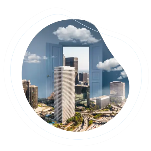 An Axion Communication skyline featuring tall buildings representing real estate investment and real estate development.